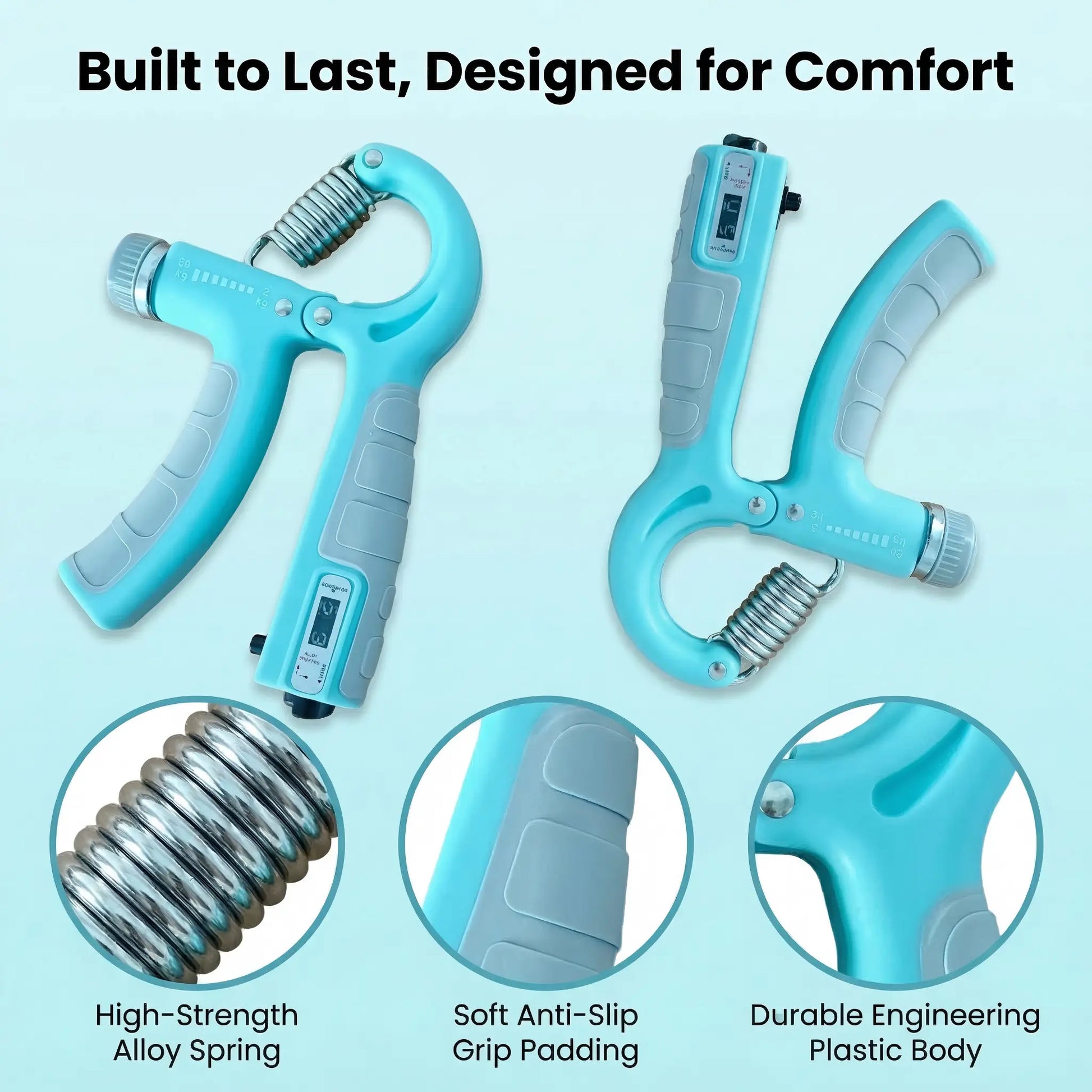 2-Pack Grip Strength Trainer, Adjustable Resistance (11-132 Lbs/5-60Kg) Forearm & Hand Exerciser for Muscle Building, Injury Recovery, Office Relaxation