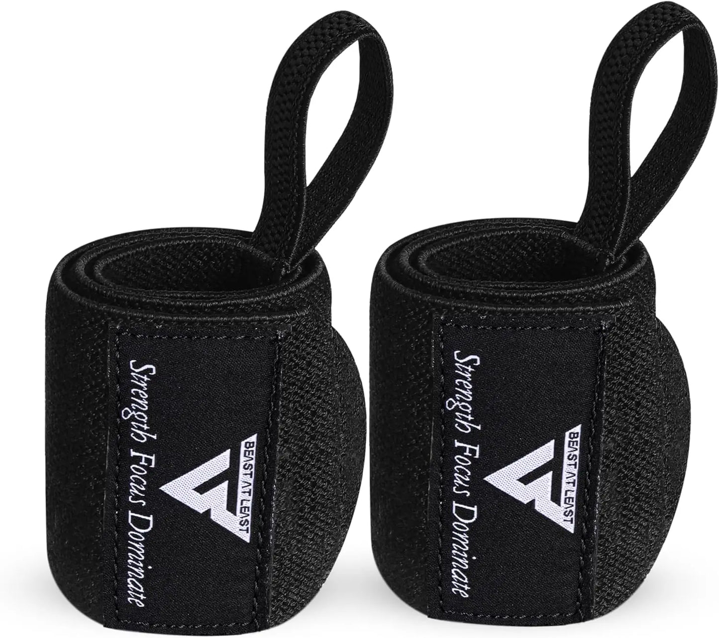 BEAST at LEAST Weightlifting Wrist Wraps 18 Heavy Duty Cotton Wrist Support with Thumb Loop for Powerlifting, Strength Training & Bodybuilding Workout Accessories