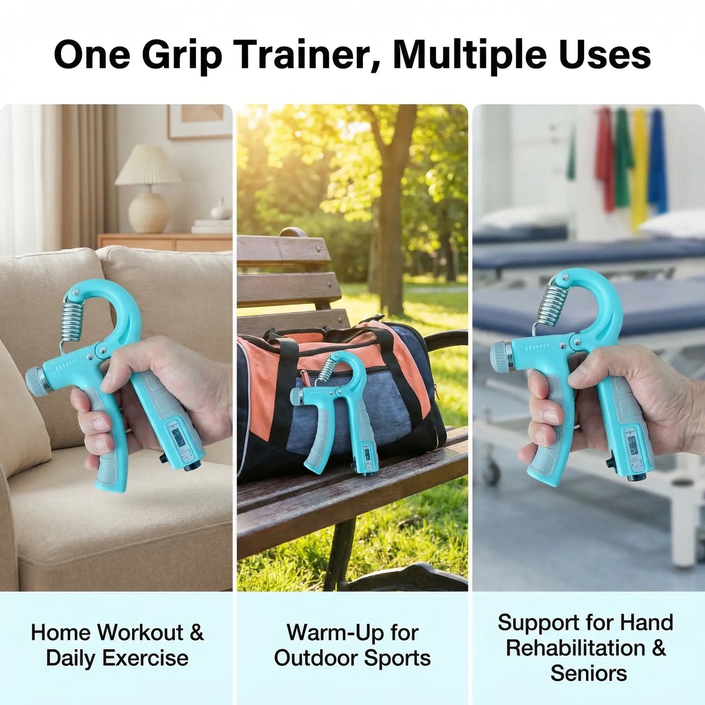 2-Pack Grip Strength Trainer, Adjustable Resistance (11-132 Lbs/5-60Kg) Forearm & Hand Exerciser for Muscle Building, Injury Recovery, Office Relaxation