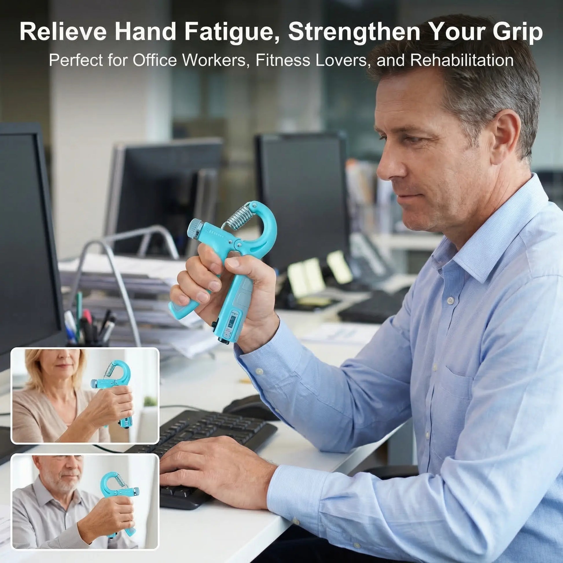 2-Pack Grip Strength Trainer, Adjustable Resistance (11-132 Lbs/5-60Kg) Forearm & Hand Exerciser for Muscle Building, Injury Recovery, Office Relaxation